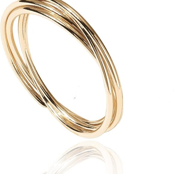 Jewelry - Interlocked Rolling Fidget Ring 14K Gold Plated Anxiety Stacking Jewelry
